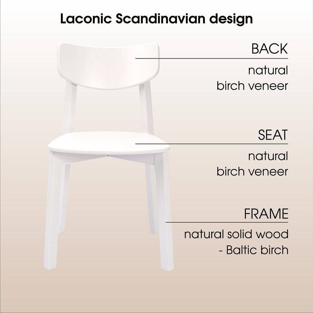 2-vu ēdamistabas krēslu komplekts Vega, balts cena un informācija | Virtuves un ēdamistabas krēsli | 220.lv