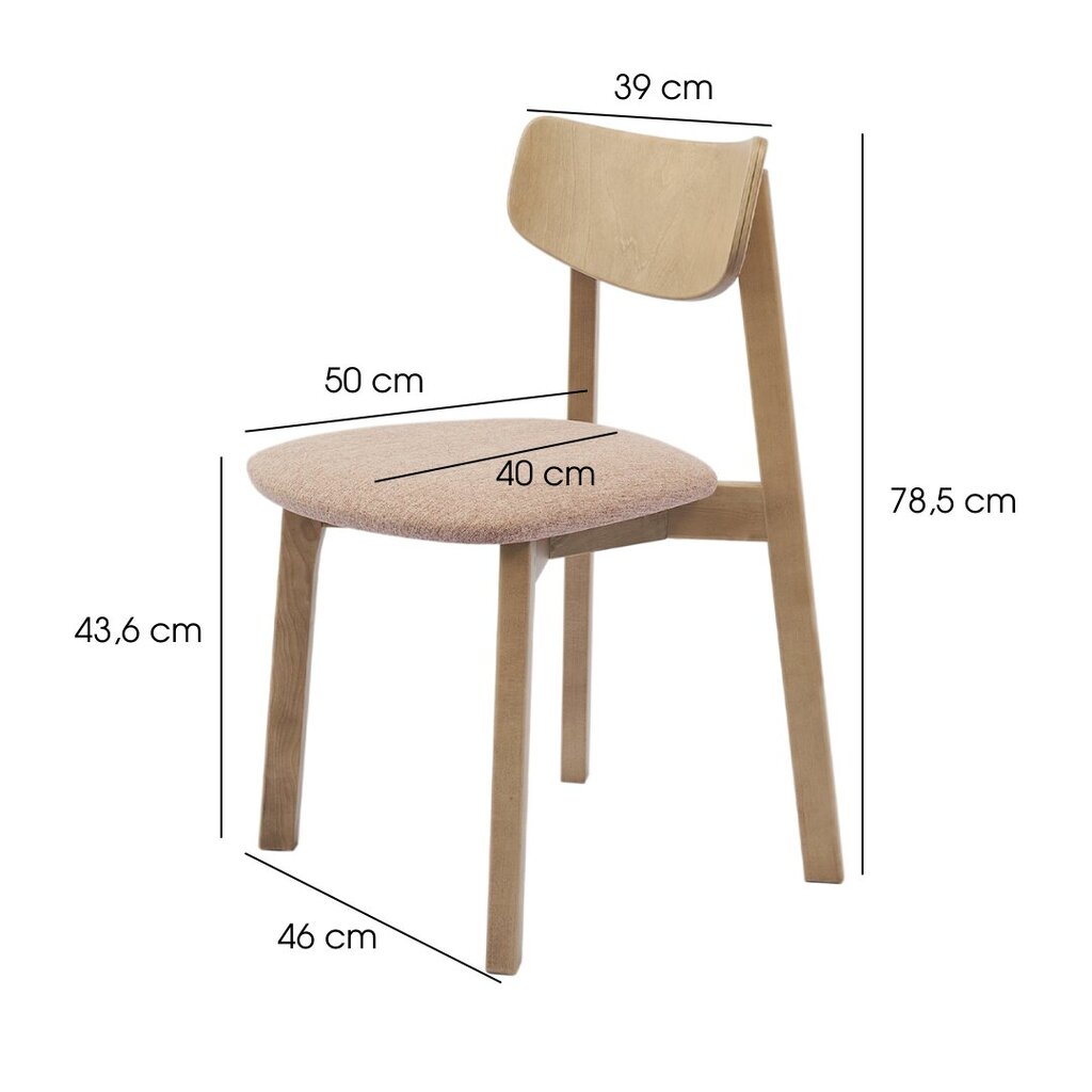 2-vu ēdamistabas krēslu komplekts Vega, gaiši brūns цена и информация | Virtuves un ēdamistabas krēsli | 220.lv