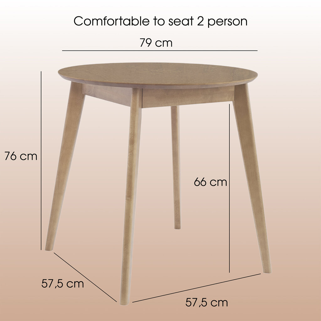 Orion 79 cm apaļais koka ēdamgalda cena un informācija | Virtuves galdi, ēdamgaldi | 220.lv