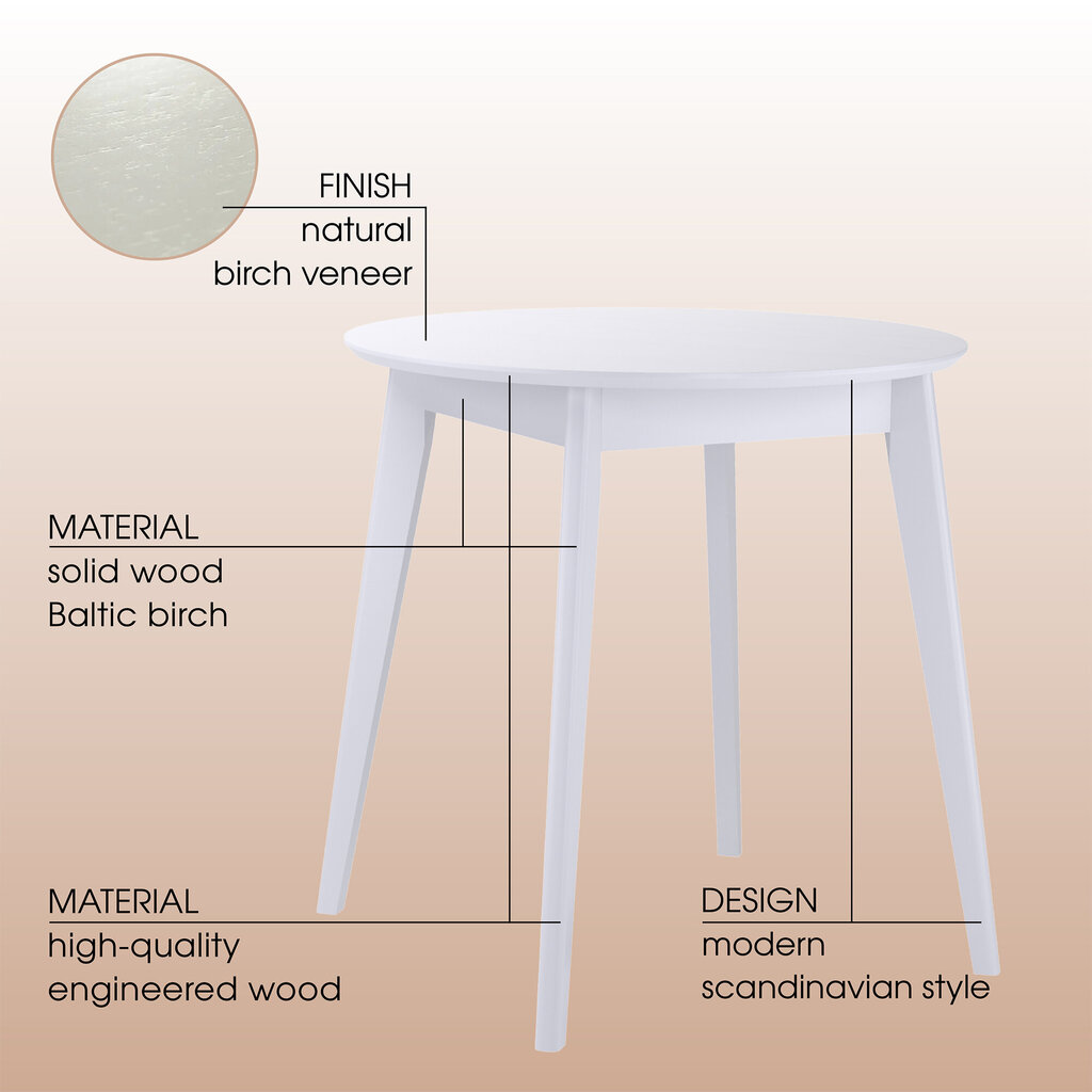 Orion 79 cm apaļais koka ēdamgalda cena un informācija | Virtuves galdi, ēdamgaldi | 220.lv