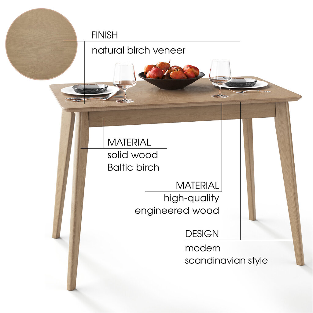 Pegasus 102cm taisnstūrveida koka pusdienu galds цена и информация | Virtuves galdi, ēdamgaldi | 220.lv