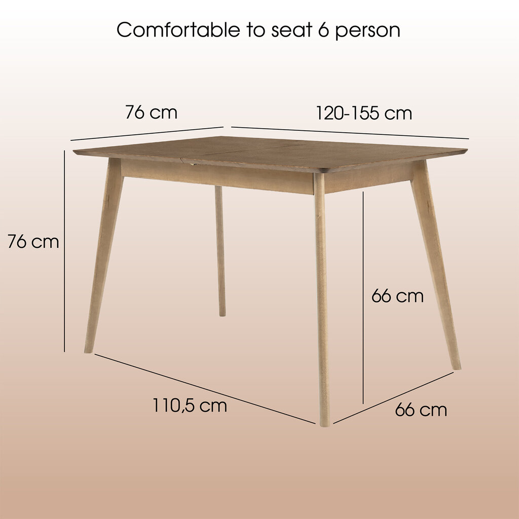 Pegasus Plus 120cm pagarināms koka pusdienu galds cena un informācija | Virtuves galdi, ēdamgaldi | 220.lv