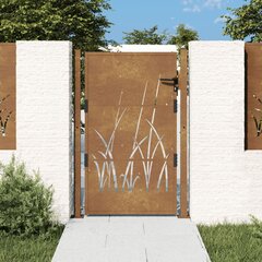 vidaXL dārza vārti, 105x130 cm, tērauds ar rūsas efektu, zāles dizains cena un informācija | Žogi un piederumi | 220.lv