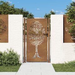 vidaXL dārza vārti, 105x180 cm, tērauds ar rūsas efektu, koka dizains cena un informācija | Žogi un piederumi | 220.lv