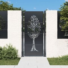 vidaXL dārza vārti, antracītpelēki, 105x180 cm, tērauds, koka dizains cena un informācija | Žogi un piederumi | 220.lv