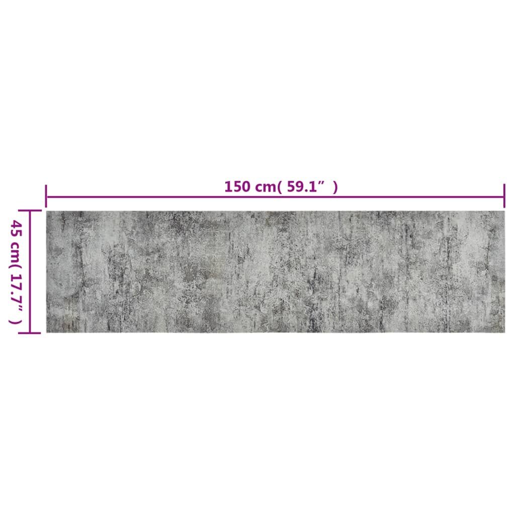 vidaXL virtuves paklājs, mazgājams, betona apdruka, 45x150 cm, samts цена и информация | Galdauti, salvetes | 220.lv