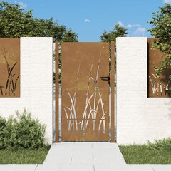 vidaXL dārza vārti, 105x180 cm, tērauds ar rūsas efektu, zāles dizains cena un informācija | Žogi un piederumi | 220.lv