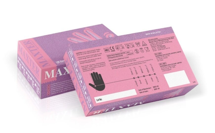 Maxter nitrila cimdi rozā, S izmērs 1000 gab cena un informācija | Pirmā palīdzība | 220.lv