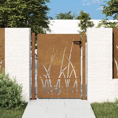 vidaXL dārza vārti, 105x155 cm, tērauds ar rūsas efektu, zāles dizains cena un informācija | Žogi un piederumi | 220.lv