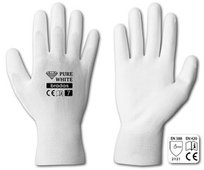 Sodo ir darbo pirštinės Bradas PURE WHITE, 10 dydis, 6 vnt. цена и информация | рабочие перчатки | 220.lv