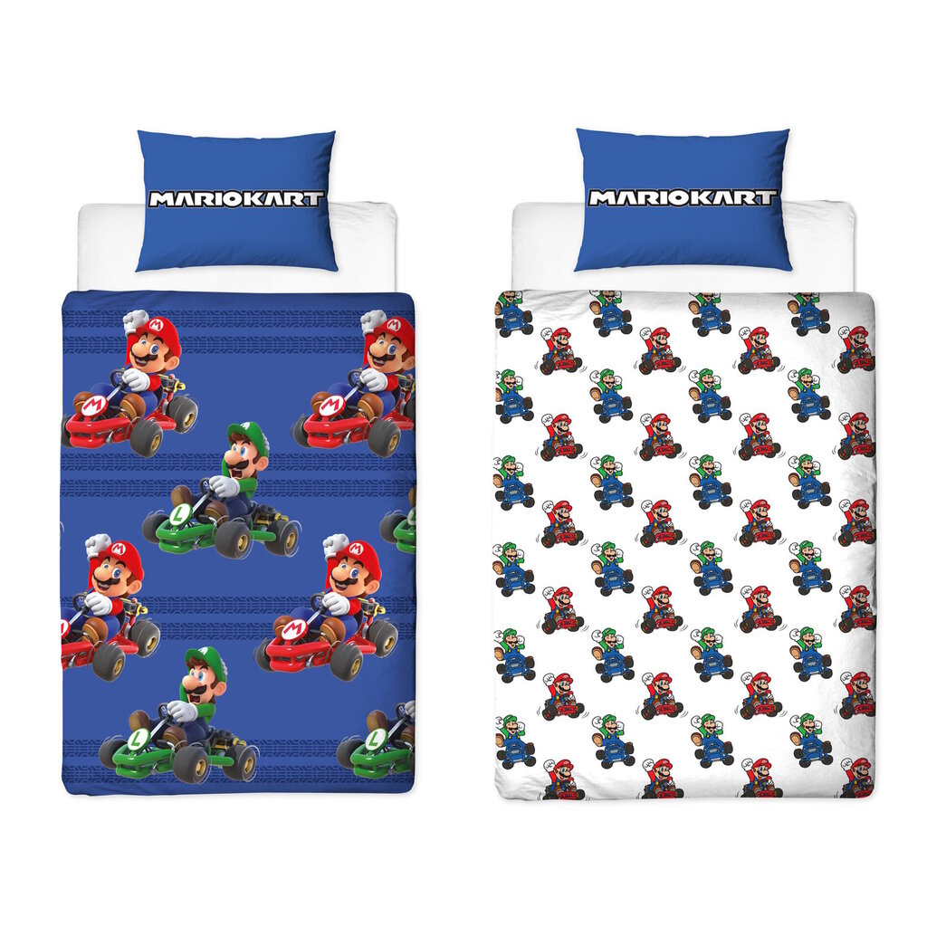 Gultas veļas komplekts bērniem Super Mario Mario Kart, 140x200, 2 daļas cena un informācija | Bērnu gultas veļa | 220.lv