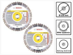 Набор алмазных резных дисков Bosch Best for Universal 230 x 22,23 мм цена и информация | Механические инструменты | 220.lv