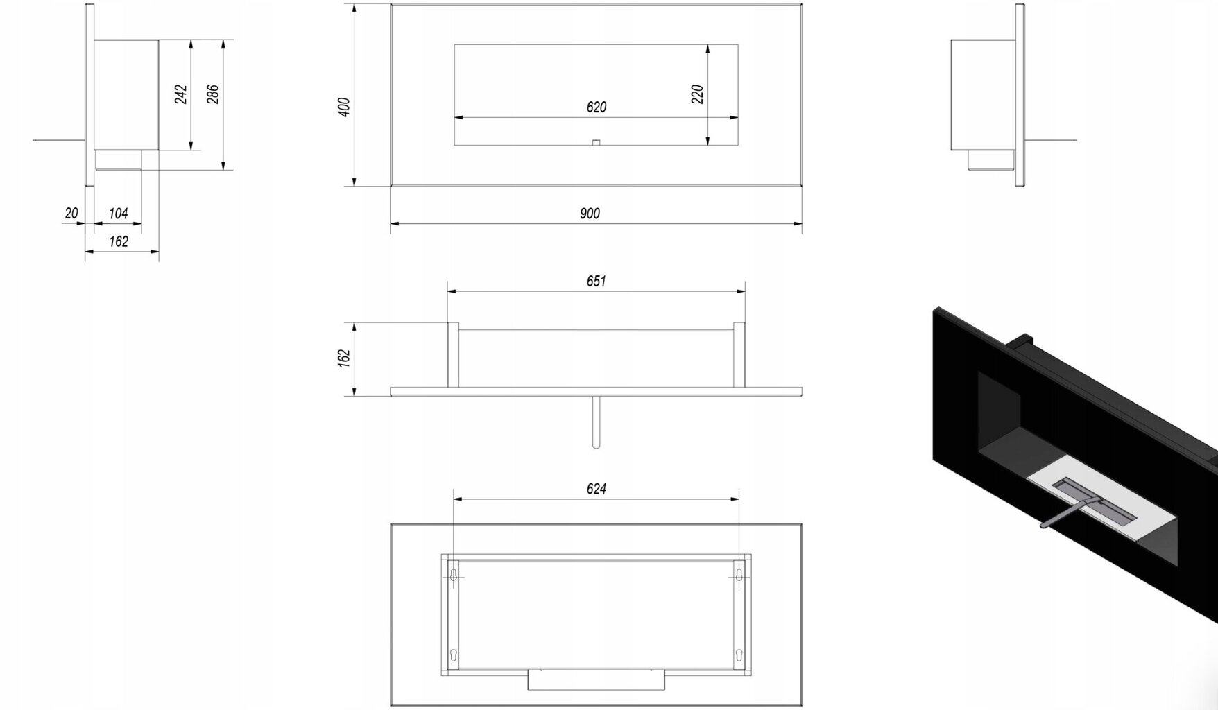 Biokamīns Kratki Delta2 Horizontal Arom цена и информация | Kamīni | 220.lv