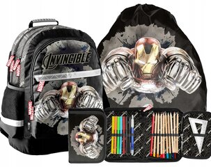 Skolas mugursoma Avengers Paso melna, kā arī penālis un apavu soma zēnam cena un informācija | Skolas somas | 220.lv