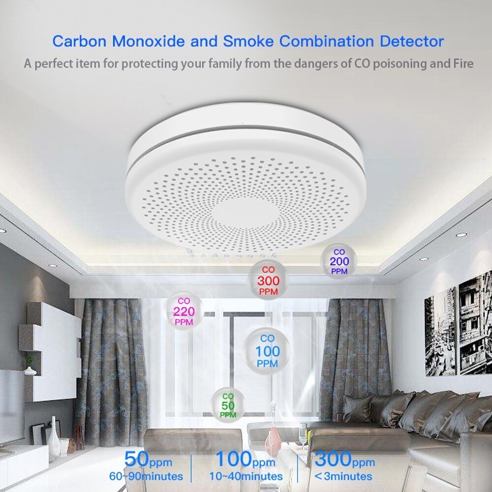 Viedais dūmu un CO2 sensors Feelspot FS-CSS01W cena un informācija | Gāzes, dūmu detektori | 220.lv