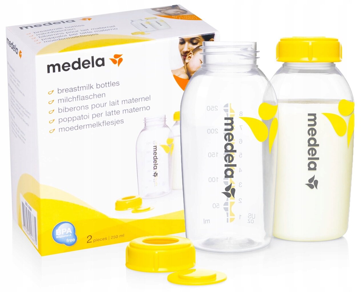 Piena uzglabāšanas pudeles Medela 0075, 250 ml, 2 gab. цена и информация | Bērnu pudelītes un to aksesuāri | 220.lv