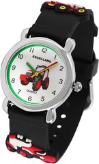 Excellanc Kinder -UR силиконовый браслет -трактор Thorn Lock Analog Quartz 4500028 (черный/красный) B083WJ5FQ5 цена и информация | Женские часы | 220.lv