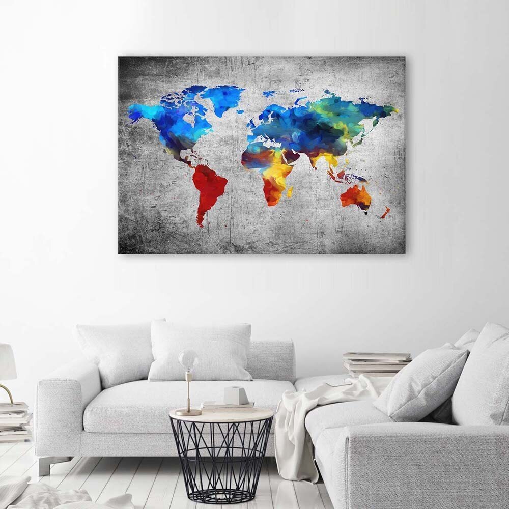 Glezna Krāsota pasaules karte uz betona цена и информация | Gleznas | 220.lv