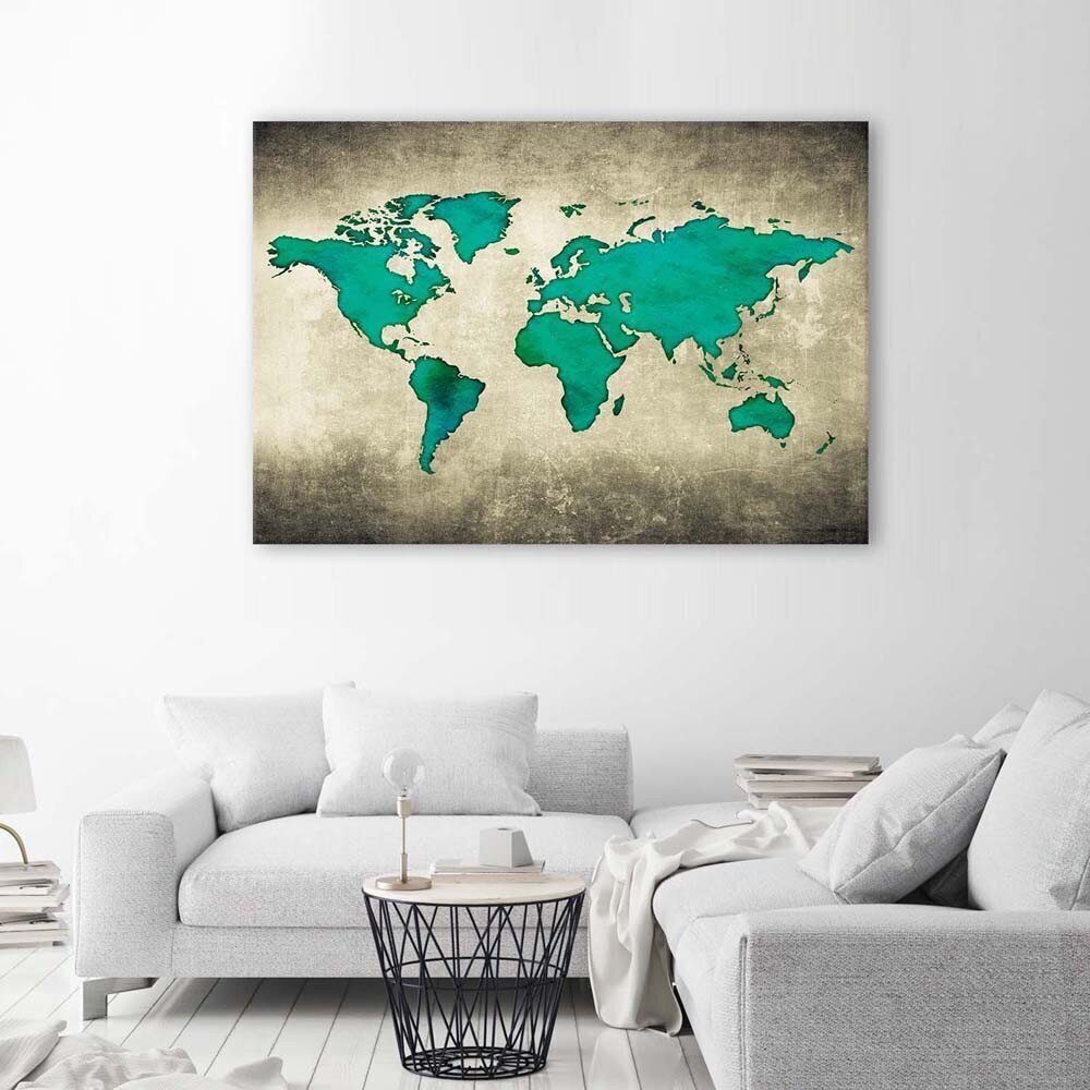 Glezna Zaļā pasaules karte cena un informācija | Gleznas | 220.lv