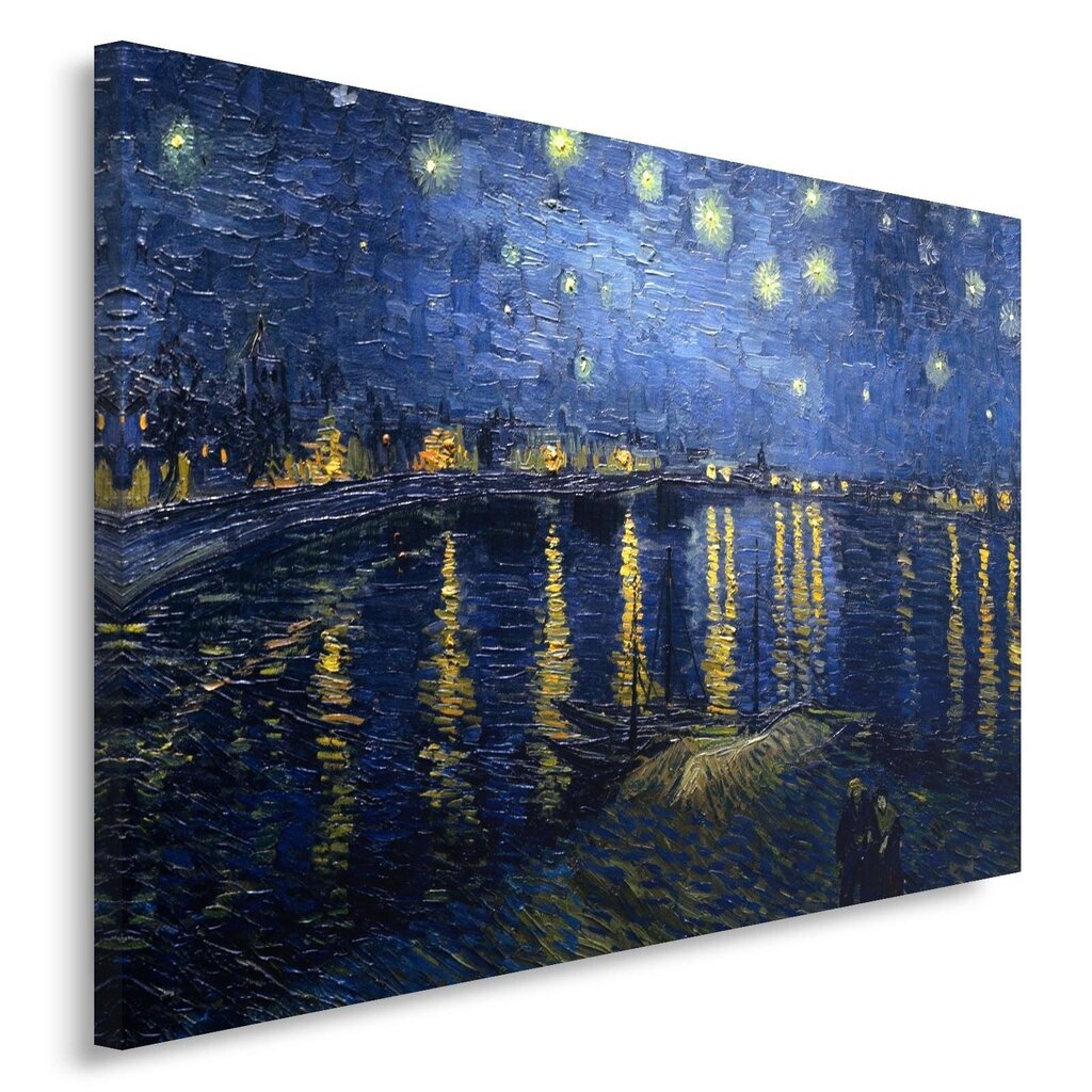 Glezniecība uz audekla, V. van Goga gleznas reprodukcija - Zvaigžņotā nakts virs Ronas cena un informācija | Gleznas | 220.lv