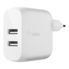 Сетевая зарядка Belkin Boost Charge Dual USB-A 24W + Lightning to USB-A cable белая цена и информация | Зарядные устройства для телефонов | 220.lv