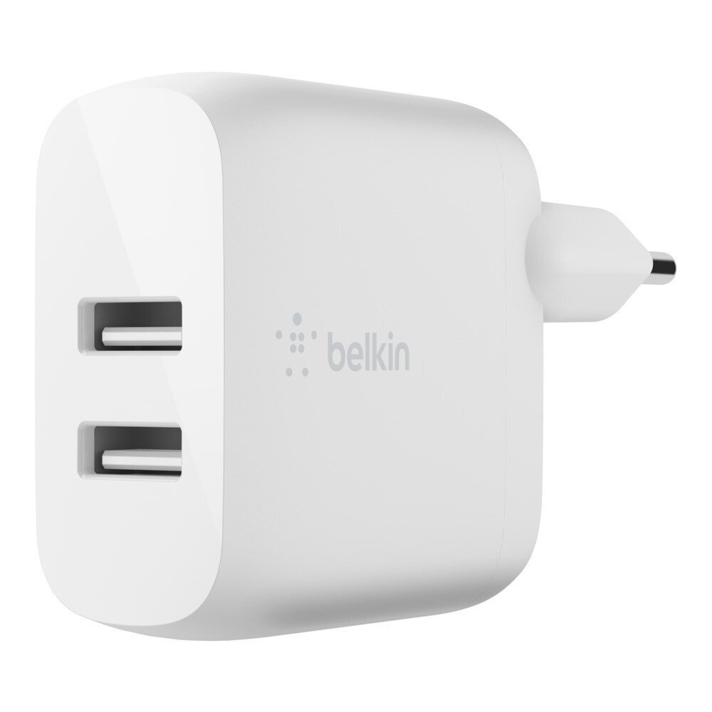 Lādētājs Belkin Boost Charge Dual USB-A 24W + Lightning to USB-A cable balts cena un informācija | Lādētāji un adapteri | 220.lv