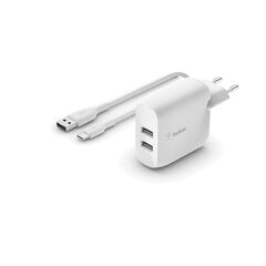 Lādētājs Belkin Boost Charge Dual USB-A 24W + USB-A to USB-C cable balts цена и информация | Зарядные устройства для телефонов | 220.lv