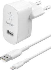 Сетевая зарядка Belkin Boost Charge USB-A 12W + Lightning Cable белая цена и информация | Зарядные устройства для телефонов | 220.lv