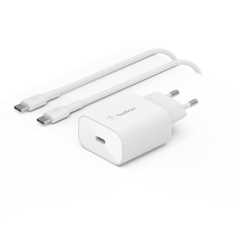 Lādētājs Belkin Boost Charge USB-C PD 3.0 PPS 25W + USB-C to USB-C Cable balts cena un informācija | Lādētāji un adapteri | 220.lv