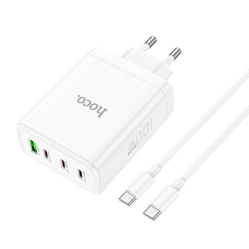 Lādētājs Hoco N31 PD100W 3xType-C/1xUSB-A + Type-C balts cena un informācija | Lādētāji un adapteri | 220.lv