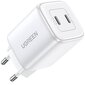 Lādētājs Ugreen CD294 Nexode GaN 2xUSB-C 45W balts цена и информация | Lādētāji un adapteri | 220.lv