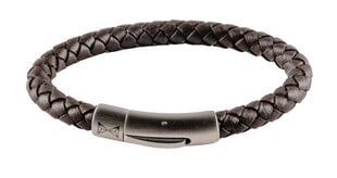 Элегантный черный кожаный браслет Junior Iron Single String Black AJ-BL401-A цена и информация | Мужские украшения | 220.lv