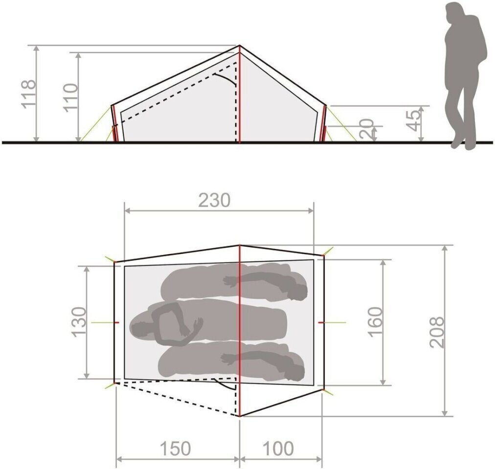 Telts Vaude Lizard Seamless 2-3, zaļa cena un informācija | Teltis | 220.lv