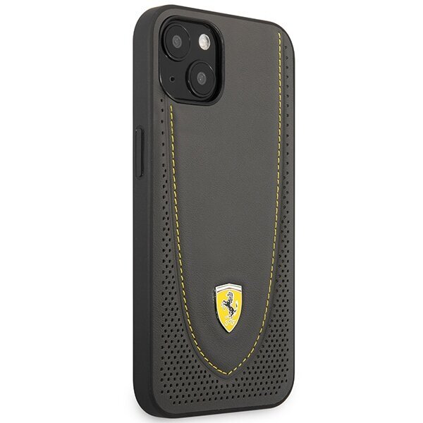 Ferrari FEHCP13MRGOG iPhone 13 6.1" melns|melns cietais korpuss Leather Curved Line cena un informācija | Telefonu vāciņi, maciņi | 220.lv