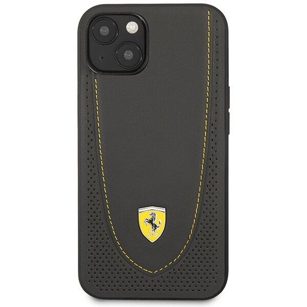 Ferrari FEHCP13MRGOG iPhone 13 6.1" melns|melns cietais korpuss Leather Curved Line cena un informācija | Telefonu vāciņi, maciņi | 220.lv