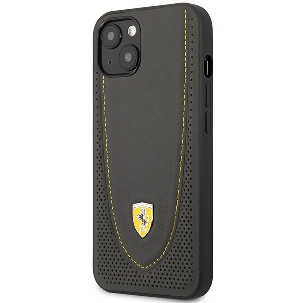 Ferrari FEHCP13MRGOG iPhone 13 6.1" melns|melns cietais korpuss Leather Curved Line cena un informācija | Telefonu vāciņi, maciņi | 220.lv