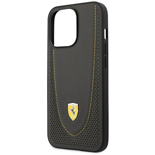 Ferrari FEHCP13LRGOG iPhone 13 Pro | 13 6.1" melns|melns cietais korpuss Leather Curved Line cena un informācija | Telefonu vāciņi, maciņi | 220.lv