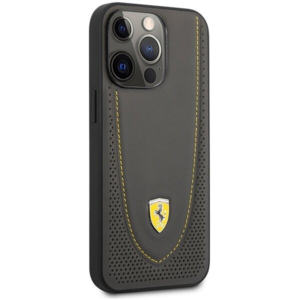 Ferrari FEHCP13LRGOG iPhone 13 Pro | 13 6.1" melns|melns cietais korpuss Leather Curved Line cena un informācija | Telefonu vāciņi, maciņi | 220.lv