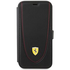 Ferrari FEFLBKP13LRGOK iPhone 13 Pro 6.1" melns|melns grāmatveida maks Leather Curved Line cena un informācija | Telefonu vāciņi, maciņi | 220.lv