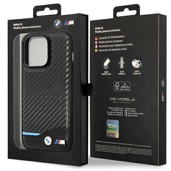 Korpuss BMW BMHCP13X22NBCK iPhone 13 Pro Max 6.7" melns|melns cietais korpuss Leather Carbon cena un informācija | Telefonu vāciņi, maciņi | 220.lv