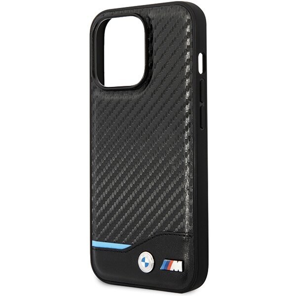 Korpuss BMW BMHCP13X22NBCK iPhone 13 Pro Max 6.7" melns|melns cietais korpuss Leather Carbon cena un informācija | Telefonu vāciņi, maciņi | 220.lv