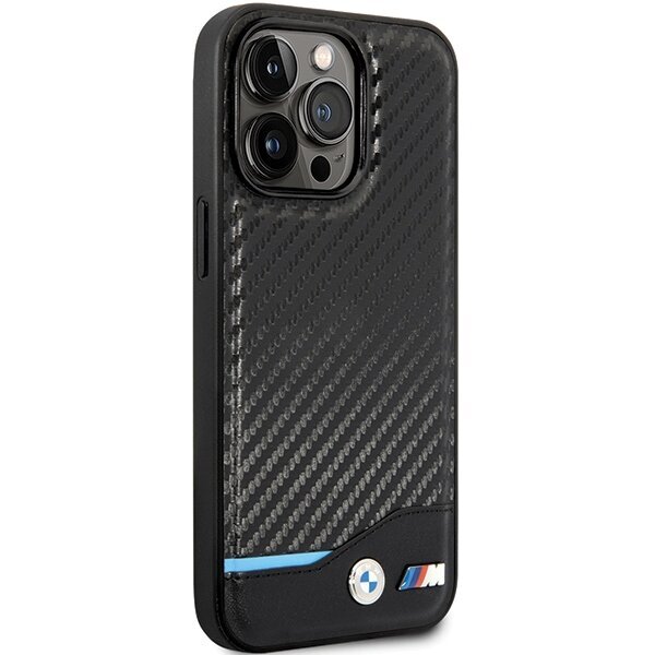 Korpuss BMW BMHCP13X22NBCK iPhone 13 Pro Max 6.7" melns|melns cietais korpuss Leather Carbon cena un informācija | Telefonu vāciņi, maciņi | 220.lv