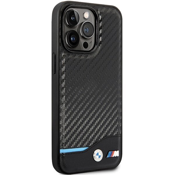 Korpuss BMW BMHCP13X22NBCK iPhone 13 Pro Max 6.7" melns|melns cietais korpuss Leather Carbon цена и информация | Telefonu vāciņi, maciņi | 220.lv