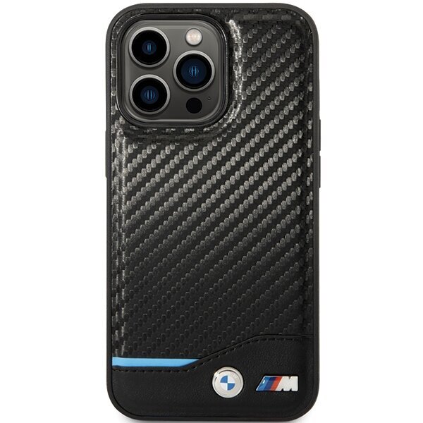 Korpuss BMW BMHCP13X22NBCK iPhone 13 Pro Max 6.7" melns|melns cietais korpuss Leather Carbon cena un informācija | Telefonu vāciņi, maciņi | 220.lv