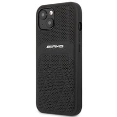 AMG AMHCP13MOSDBK iPhone 13 6.1" melns|melns cietais korpuss Leather Curved Lines cena un informācija | Telefonu vāciņi, maciņi | 220.lv