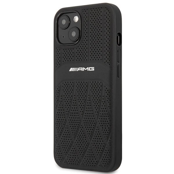 AMG AMHCP13MOSDBK iPhone 13 6.1" melns|melns cietais korpuss Leather Curved Lines цена и информация | Telefonu vāciņi, maciņi | 220.lv