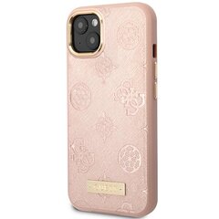 Guess GUHMP14SSAPSTP iPhone 14 6,1" rozā|rozā cietais korpuss Peony Logo Plate MagSafe cena un informācija | Telefonu vāciņi, maciņi | 220.lv