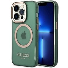 Guess GUHMP14XHTCMA iPhone 14 Pro Max 6,7" zaļš|khaki cietais korpuss Gold Outline Translucent MagSafe cena un informācija | Telefonu vāciņi, maciņi | 220.lv