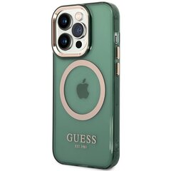 Guess GUHMP14XHTCMA iPhone 14 Pro Max 6,7" zaļš|khaki cietais korpuss Gold Outline Translucent MagSafe cena un informācija | Telefonu vāciņi, maciņi | 220.lv
