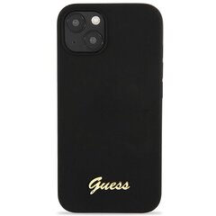Guess GUHCP13MLSLMGBK iPhone 13 6,1" melns|melns cietais korpuss Silicone Script Gold Logo cena un informācija | Telefonu vāciņi, maciņi | 220.lv
